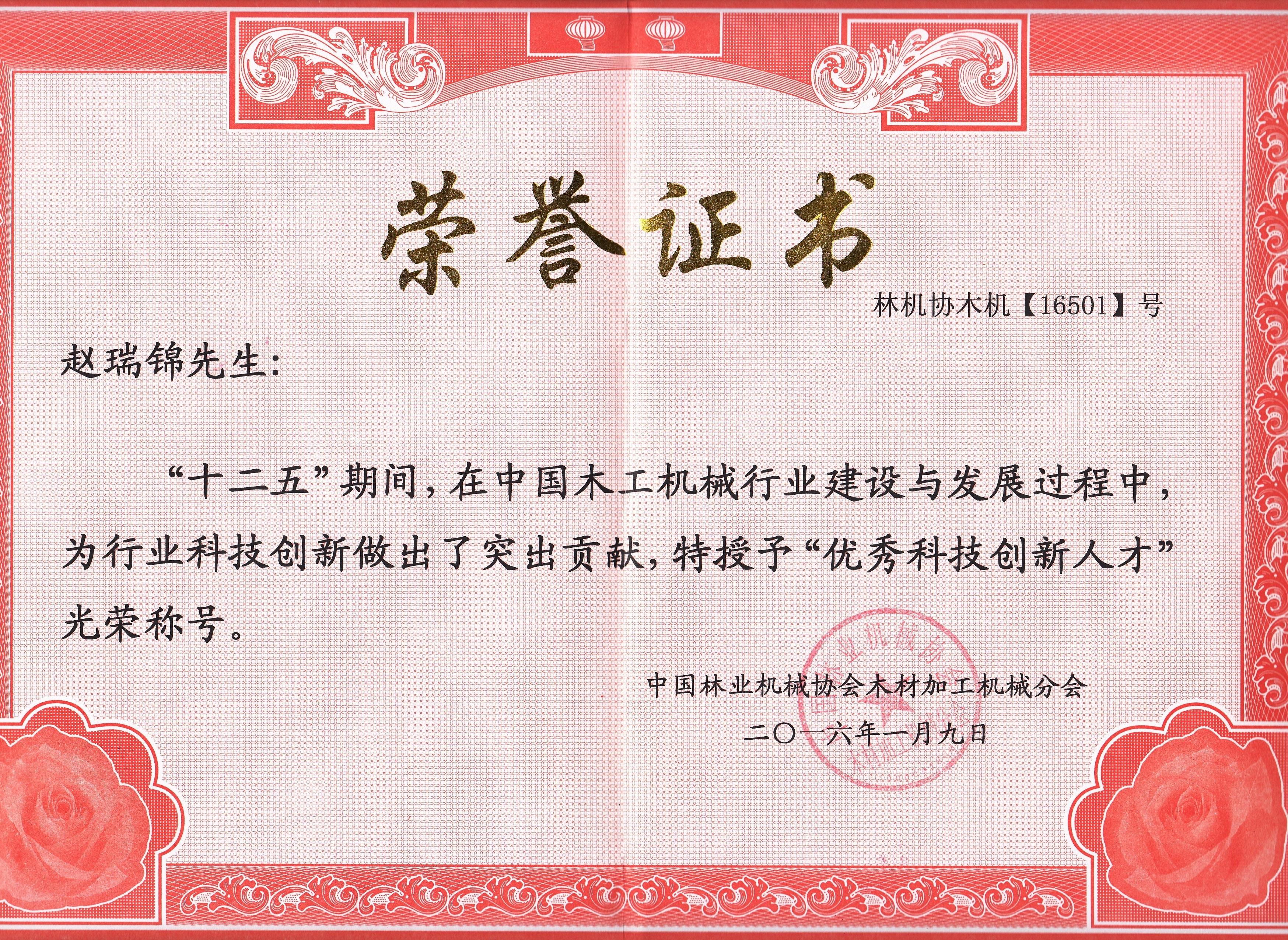中国开云电子网页版(中国)官方网站行业优秀科技创新人才2016年度